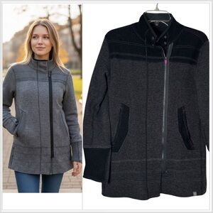 Title Nine Women's Wool Blend Full Zip Tweed Jacket Gray And Black Size S